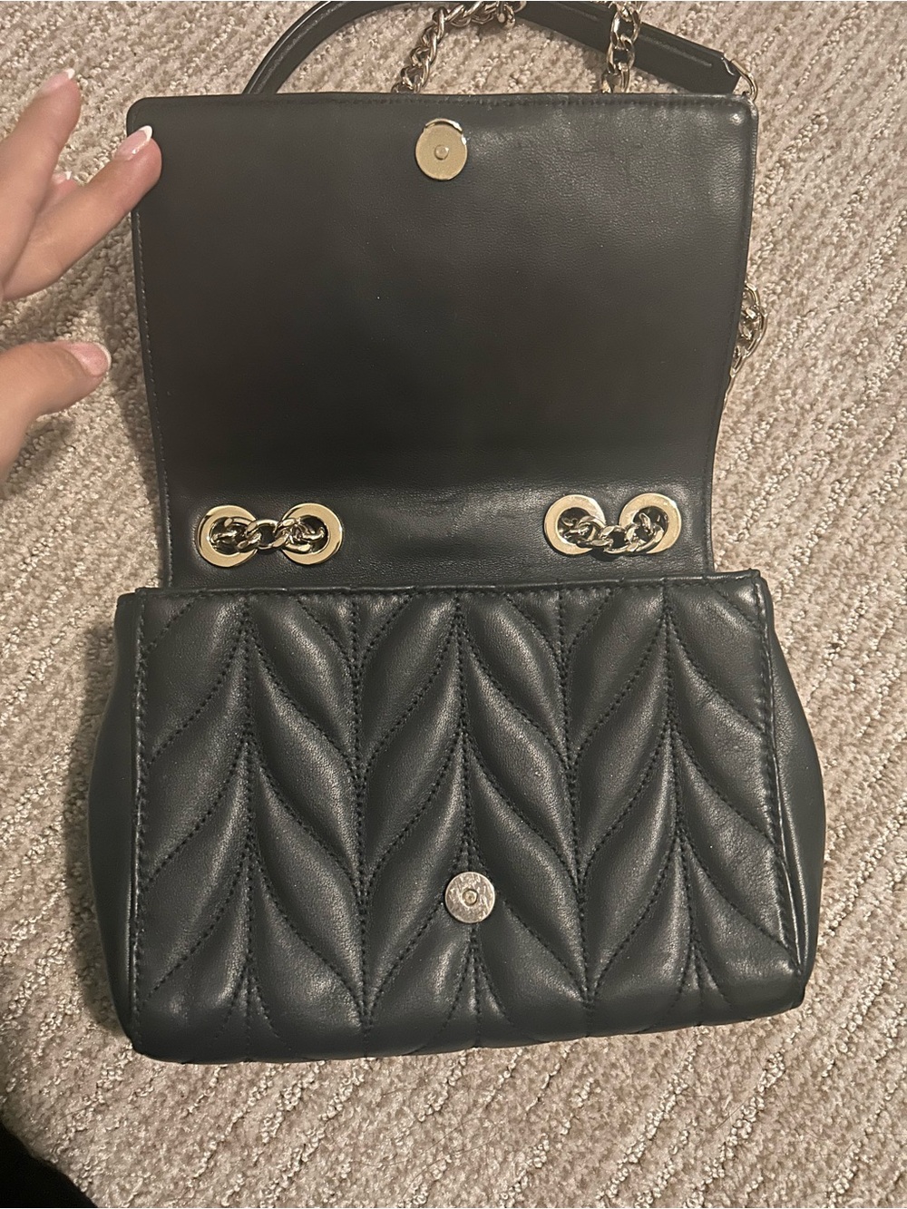 kate spade Black Quilted Leather Crossbody with Gold Chain - Picture 3 of 4
